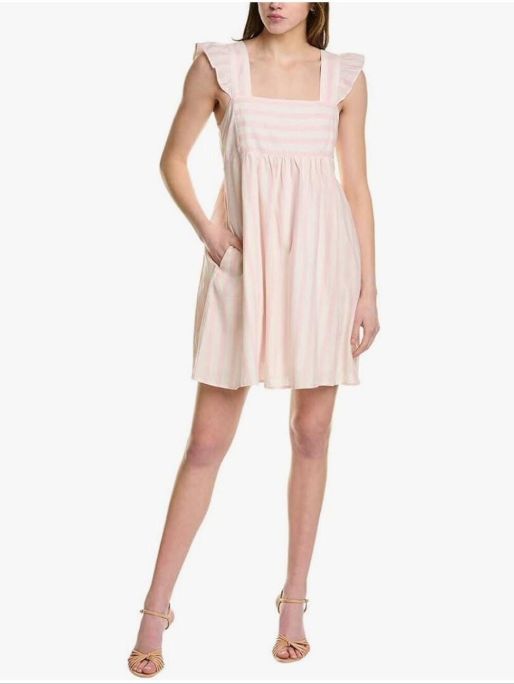 Draper James Maddie Babydoll Dress in Cabana Stripe Light Pink